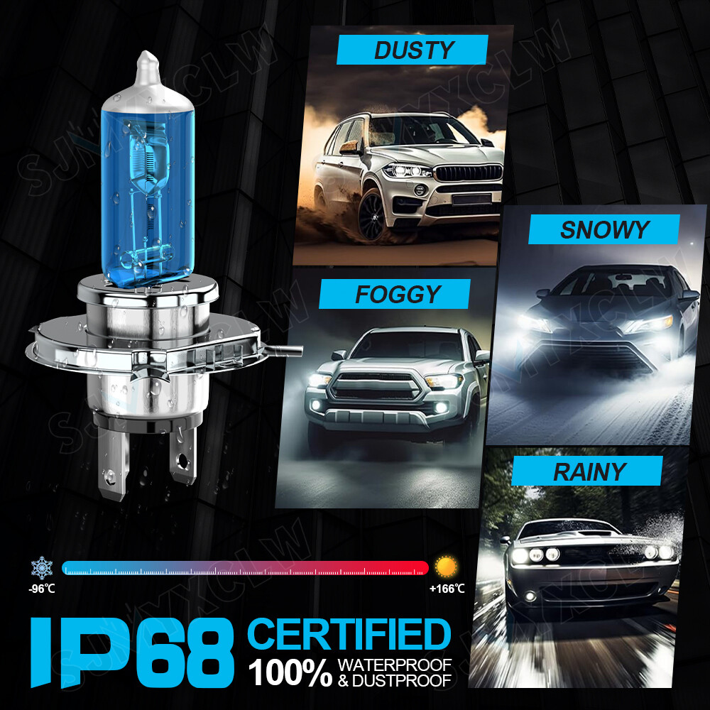 Motorcycle H4 HS1 Halogen Bulb 5000K White Headlight Hi-Lo Beam Light Lamp Bulbs