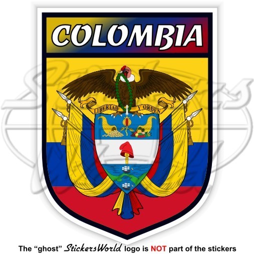 COLOMBIA Shield, Colombian Flag & National Emblem Crest, 100mm Sticker, Decal