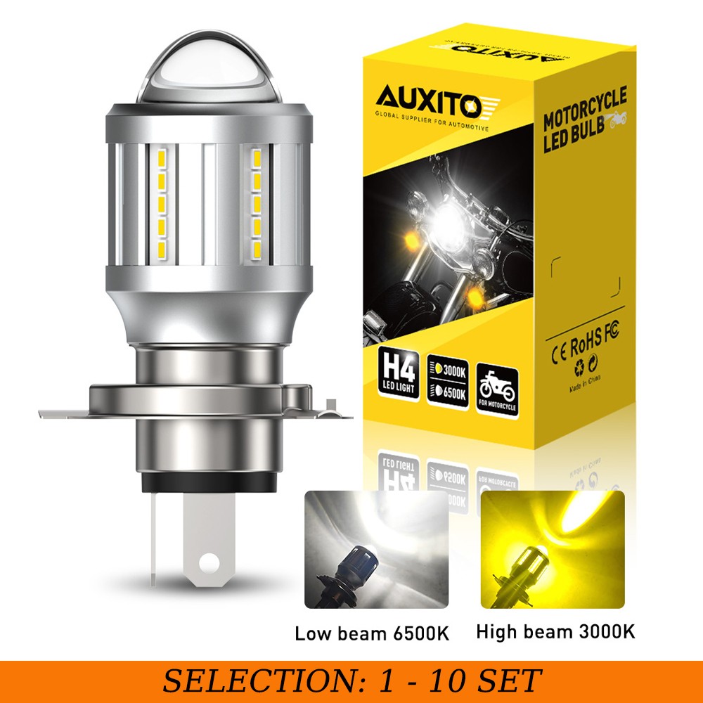 Motorcycle Headlight H4 LED High / Low Beam White Yellow Bulb Super Bright 1-10X