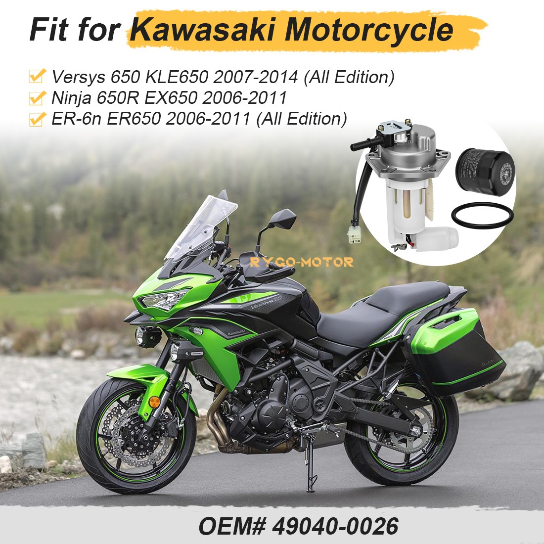 Fuel Pump Assembly For 2006 -2014 KAWASAKI Versys 650 NINJA 650R ER6N 49040-0026