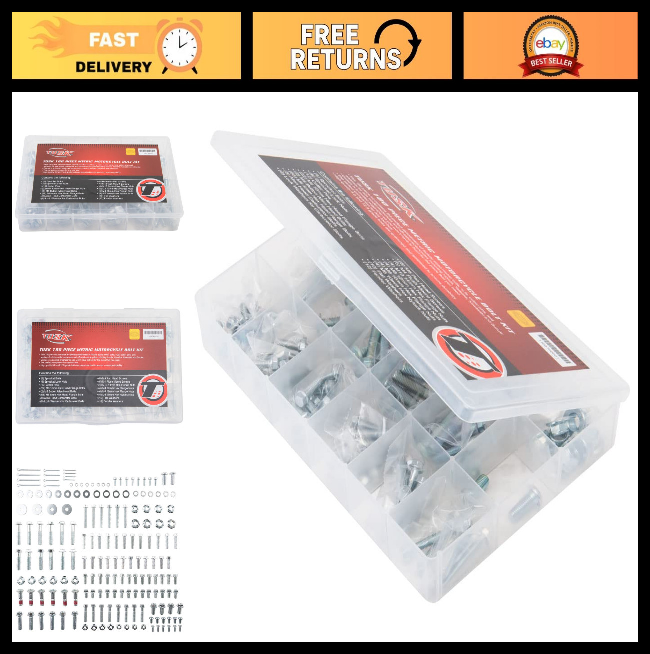 180 Piece Metric Motorcycle Bolt Kit – Complete Fastener Set for Bikes & Repairs