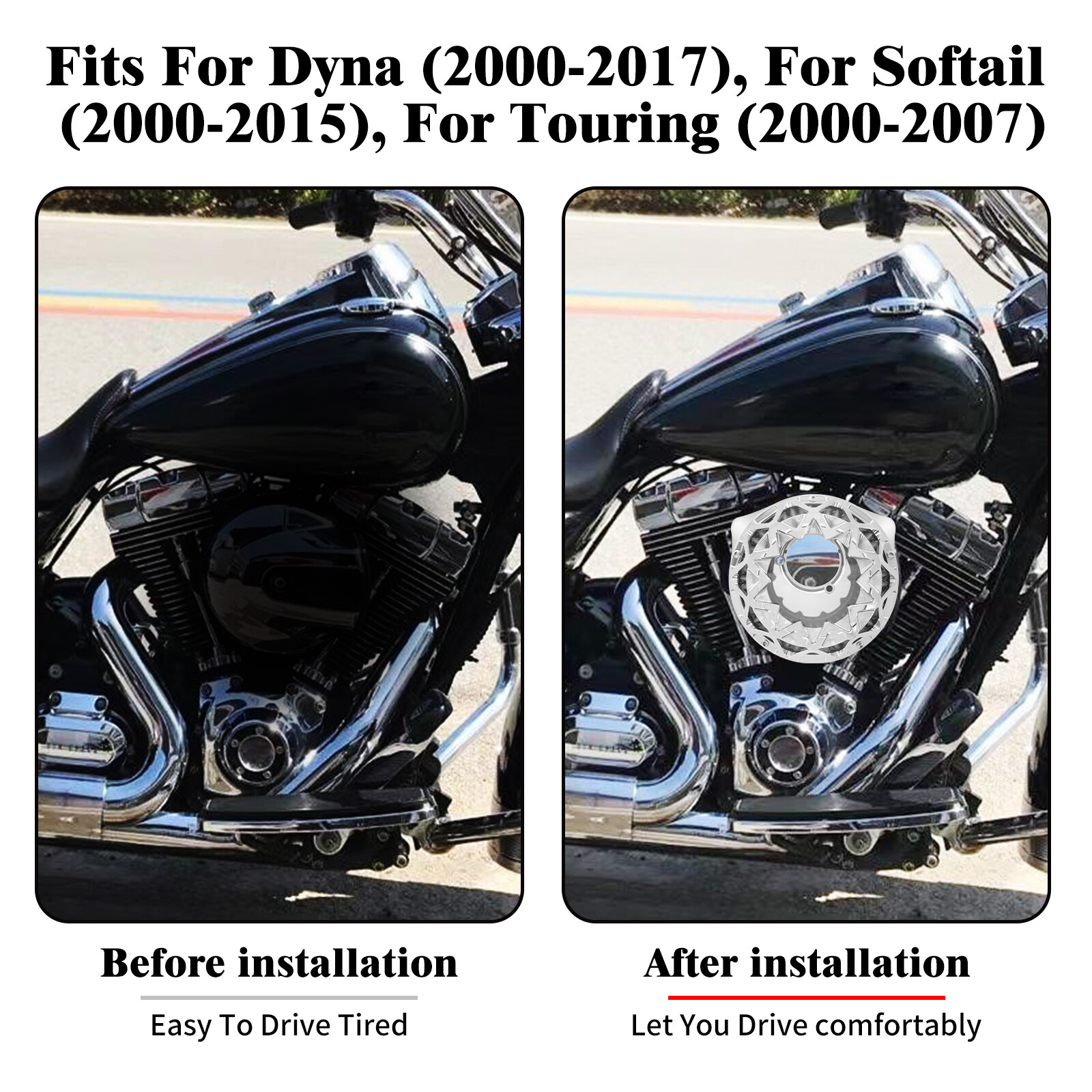 Chrome CNC Air Cleaner Intake Filter For Harley Touring Softail Dyna Road King