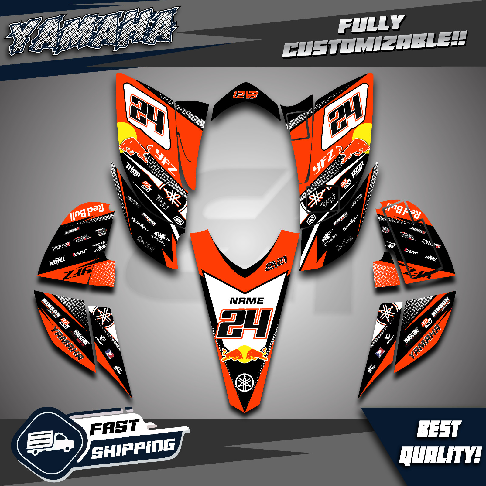 Yamaha YFZ 450 Graphics Kit 2003-2008 Custom Design Stickers Decals Kit ATV