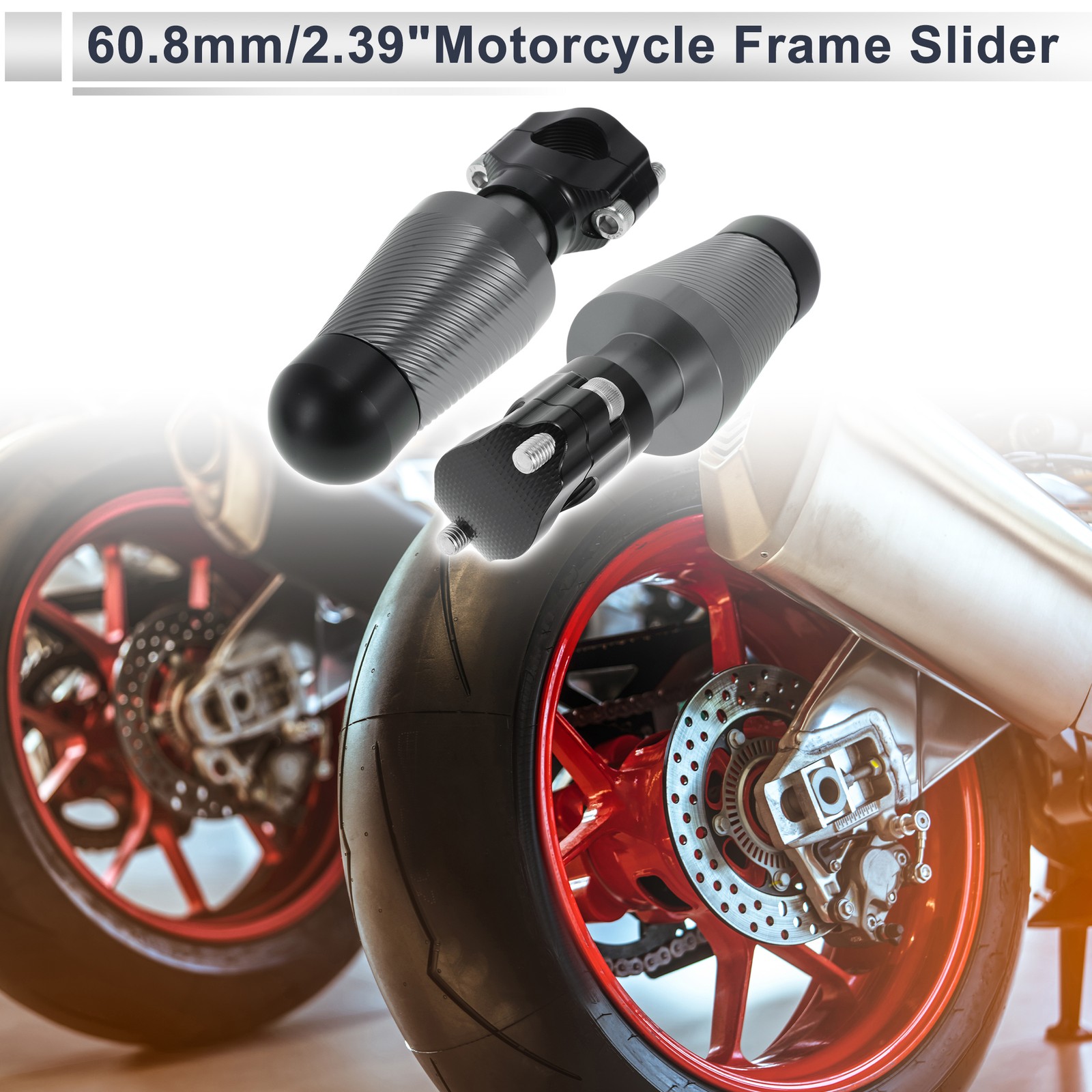 0.87″-1.1″ Aluminum Alloy Motorcycle Slider Frame 2 Pcs screw 2Set Titanium Tone