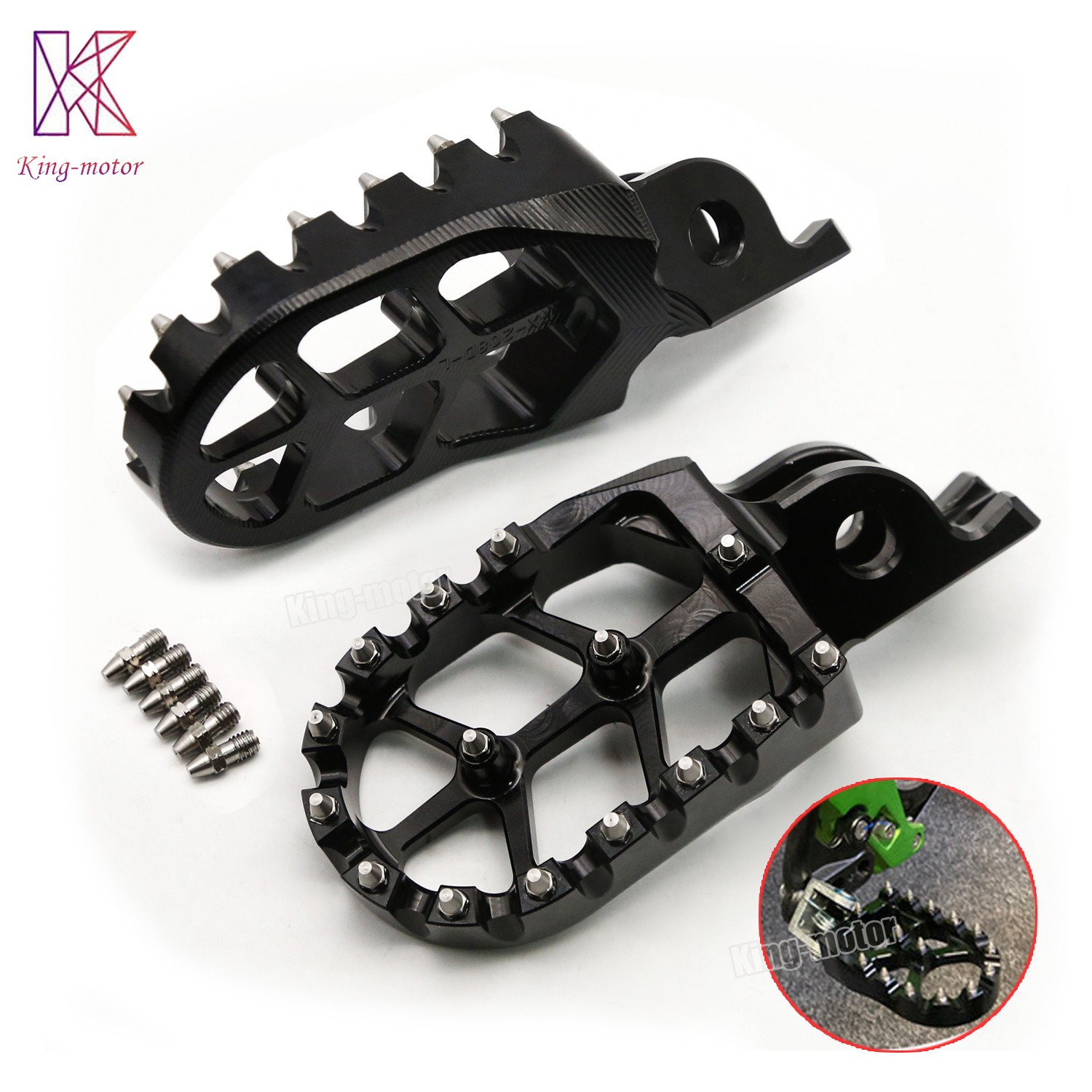 CNC Motorcycle Footpegs Rest For KX250F KX450F 2007-2022 KX250 2005-08 Dirt Bike