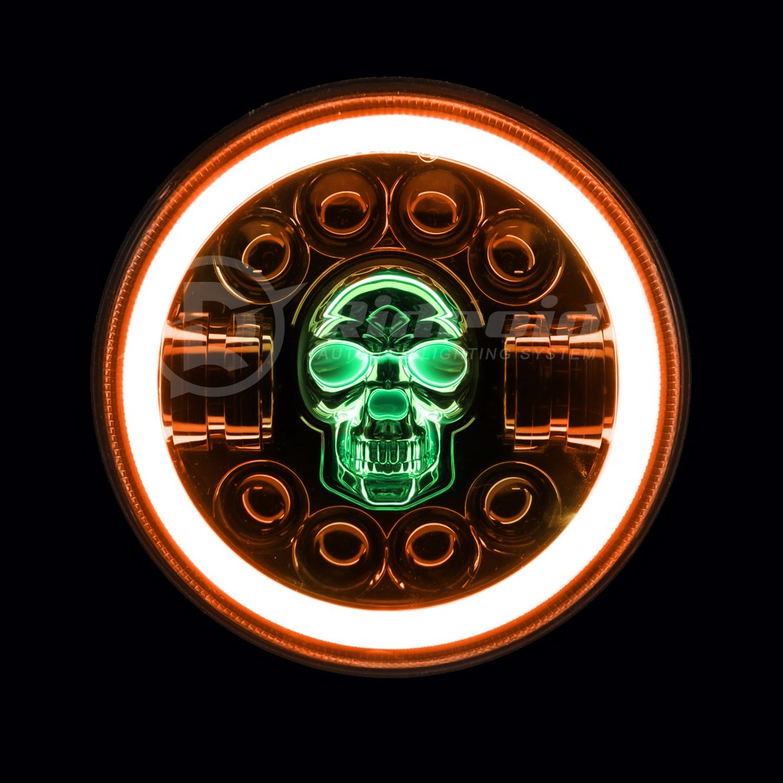 RGB Skull 7″ inch LED Headlight DRL For Harley-Davidson Heritage Softail Classic