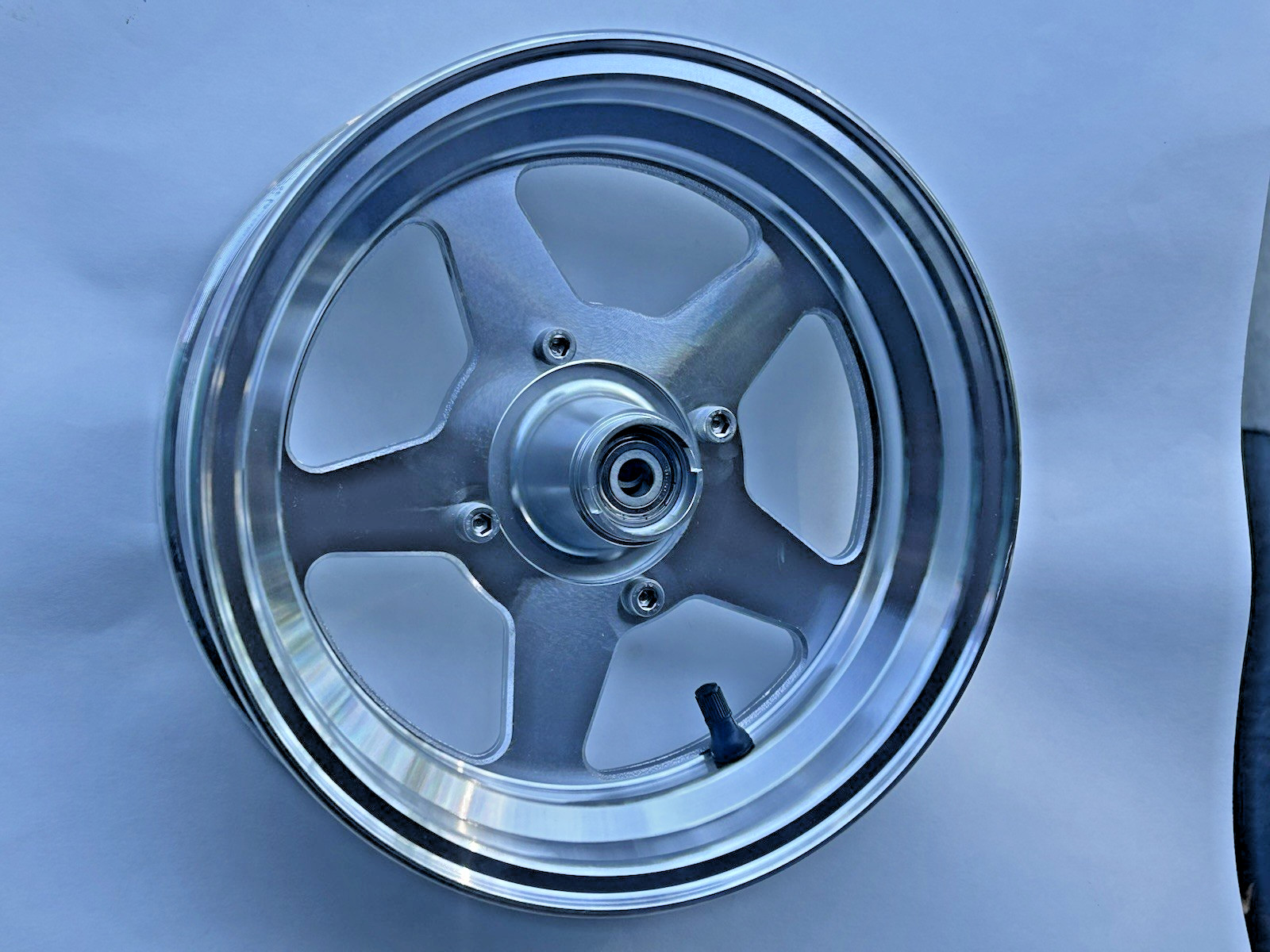 BLEM 10 Inch Mini Bike Front Wheel. Aluminum. For 12mm Axle. MINOR Scratches.
