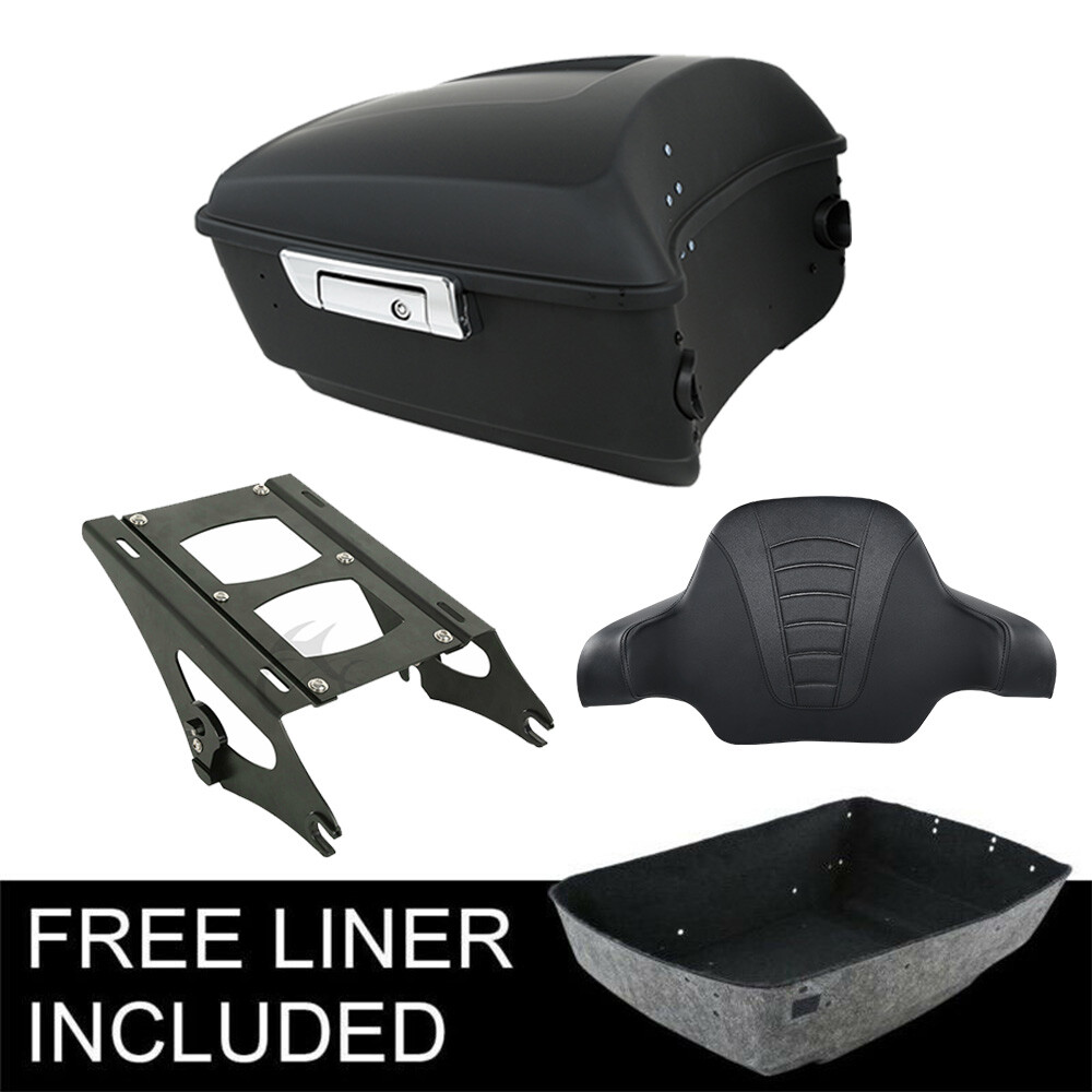 Matte Black King Trunk Pad Mount Rack Fit For Harley Touring Electra Glide 14-26