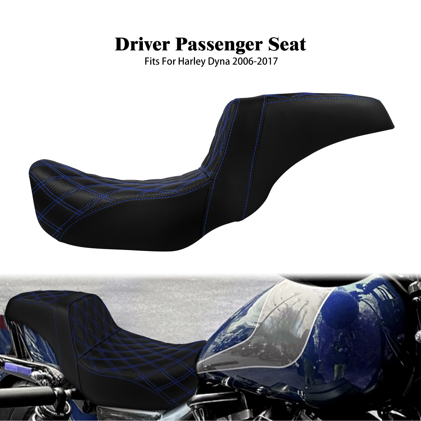 Driver Passenger Seat Step Up W/ Blue Diamond For Harley Street Bob FXDB 06-17