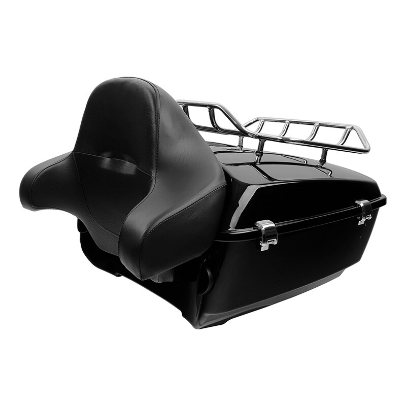 13.7” King Trunk Pad w/ Two Up Mounting Rack Fit For Harley Fat Boy 2008-2016