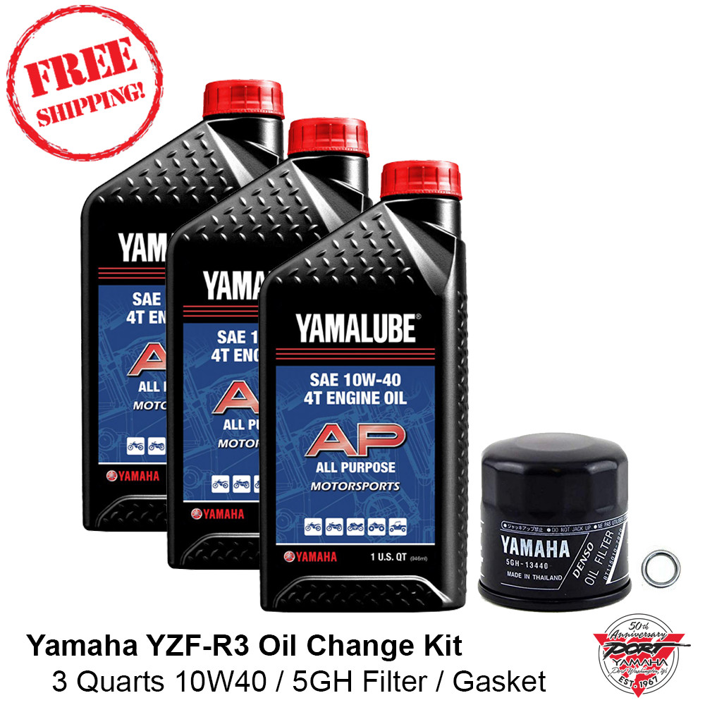 OEM 2015-2024 Yamaha R3 Oil Change Kit YZF-R3 10w40 Yamalube Mineral Oil JASO