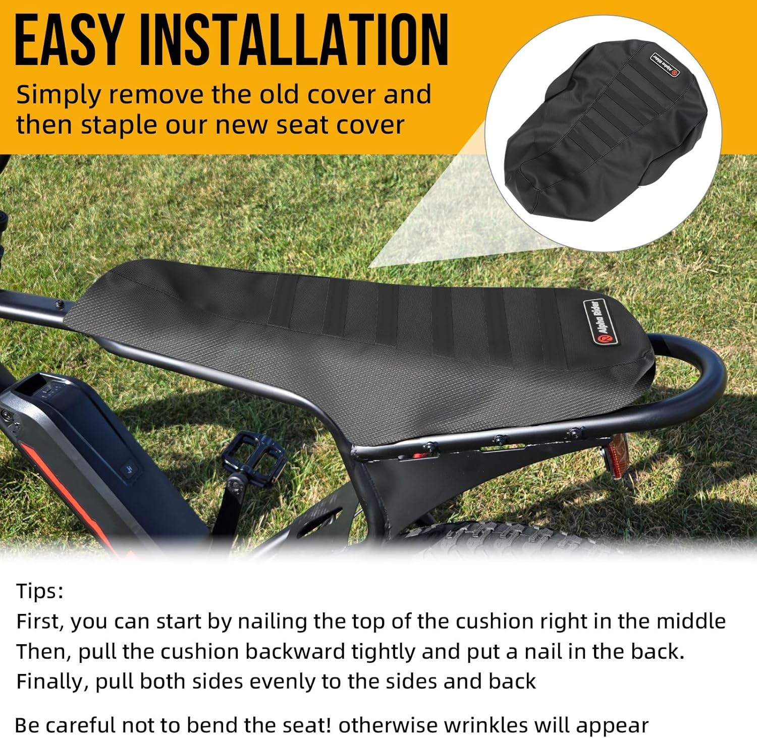 Bike Gripper Seat Cover For Macfox X1s & X2 e-Bike Black Easy Installation US