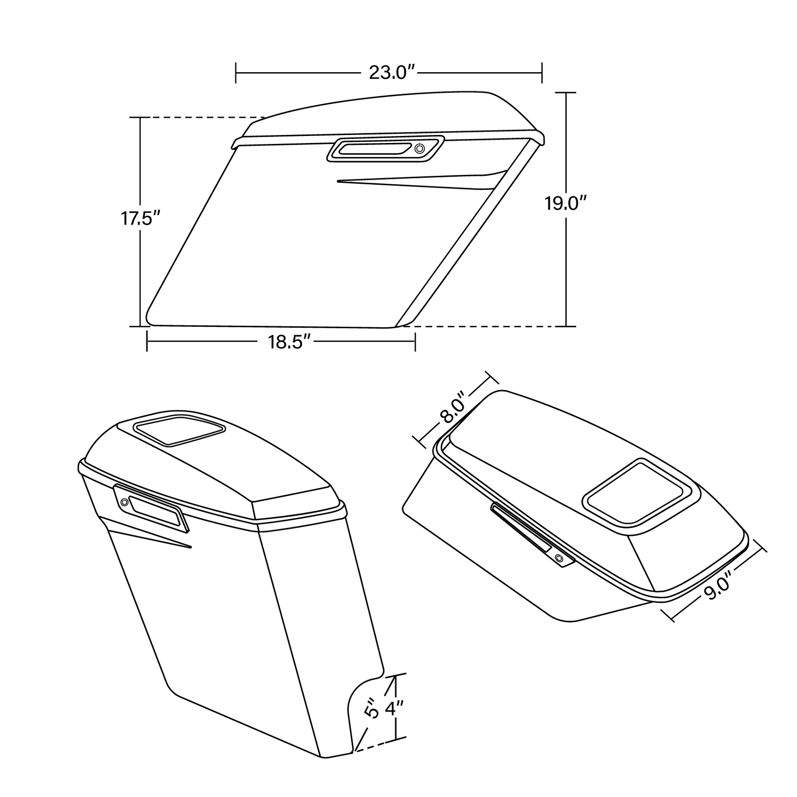 5″ Stretched Hard Saddlebags 6 x 9″ Speaker Cutout Fit For Harley Touring 93-13