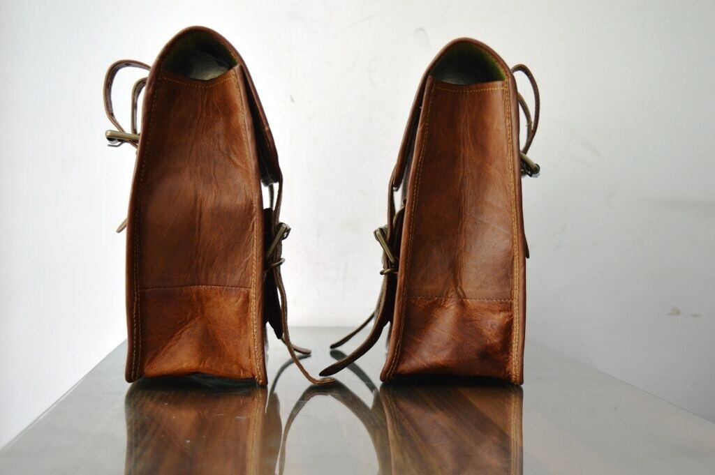Motorcycle Side Pouch Brown Leather Side Pouch Saddle bags Panniers 2bags