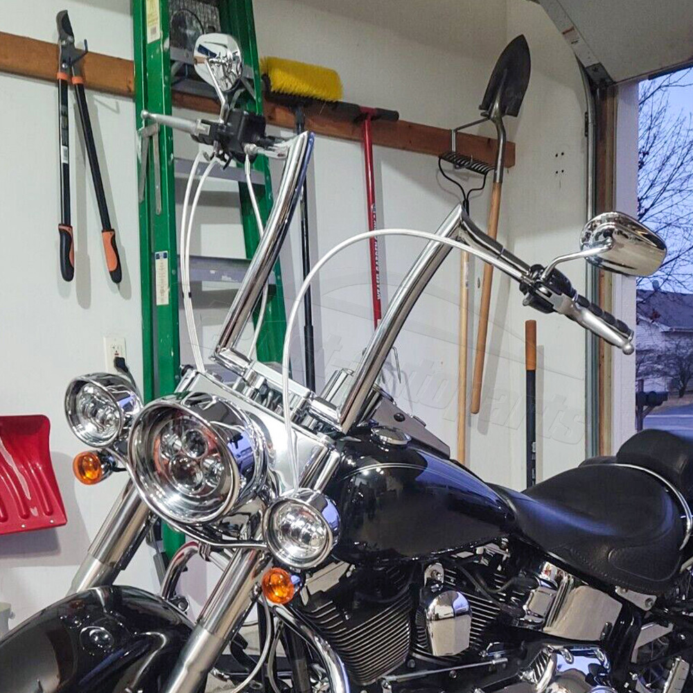 14″ Horn Ape Hanger 1.5″ Fat Bar Handlebar For Harley Dyna Softail Road King XL