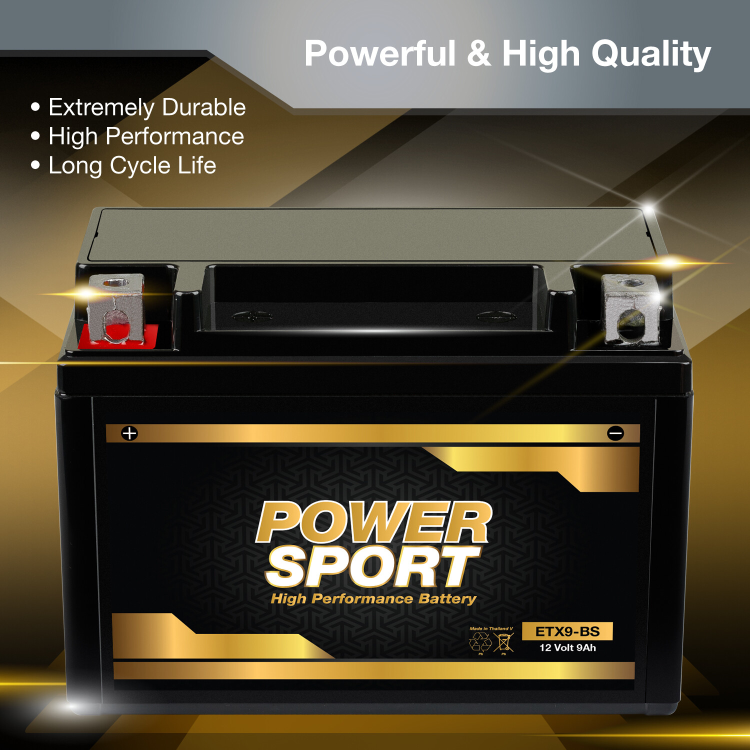 2 Pack – YTX9-BS Replacement Battery for Motorcycle, ATV Maintenance Free
