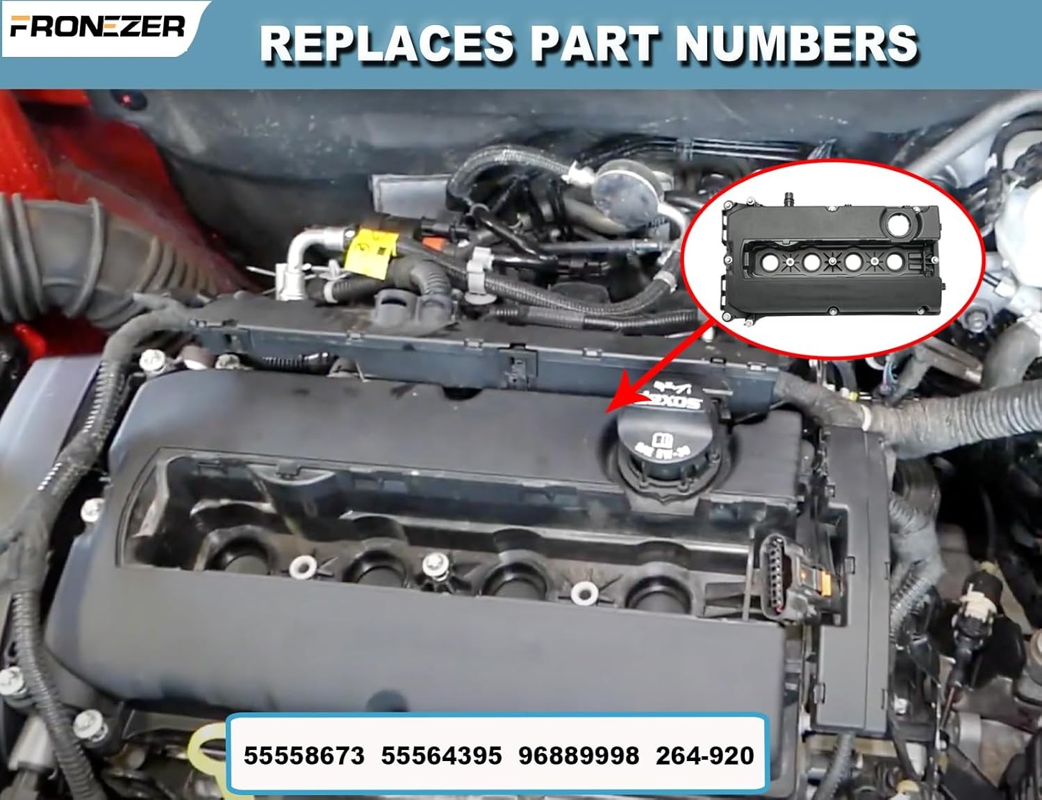 Engine Valve Cover with Gaskets Bolts Oil Filler Cap Compatible Plastic