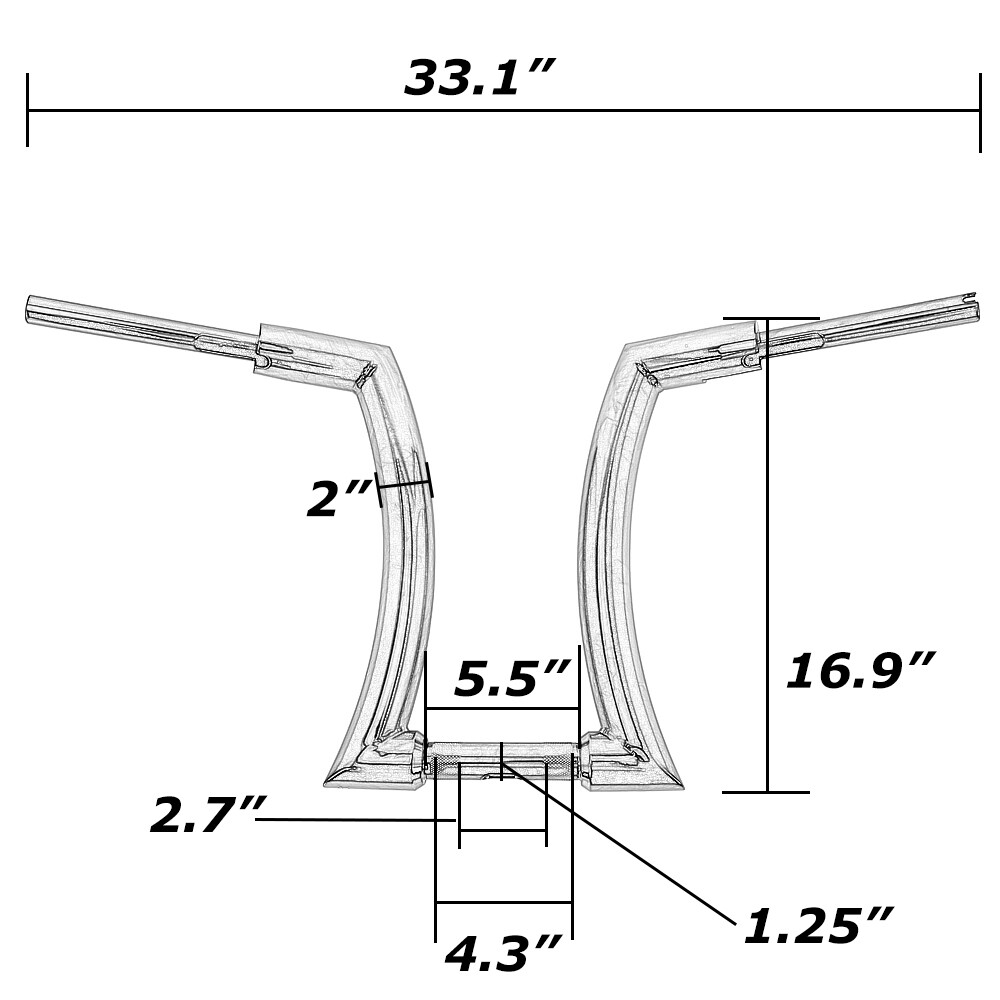 Handlebar 12″ 14″ 16″ Rise DNA Monster 2”Hanger Bars For Harley Touring Softail