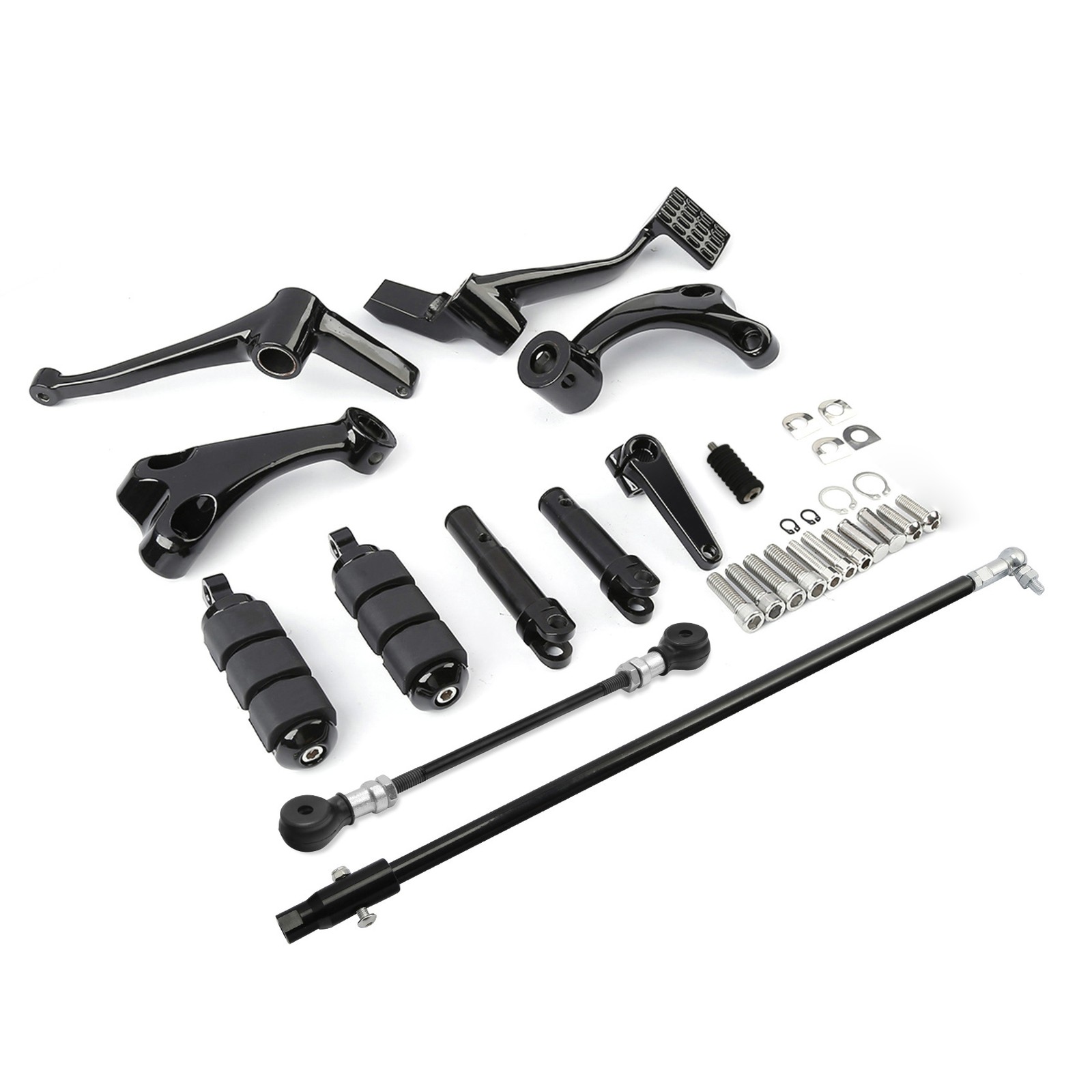 Black Forward Controls Kit Pegs Levers Linkages Fit For Harley Sportster 2014-22