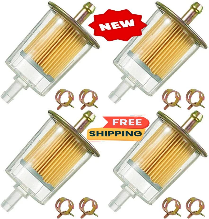 4 filtros de combustible universales de 5/16 pulgadas con 8 abrazaderas de mangu