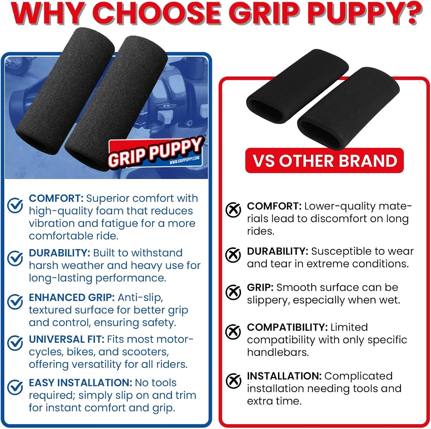 GRIP PUPPY – ULTIMATE COMFORT OVER GRIPS – UNIVERSAL FIT. ORIGINAL & BEST!