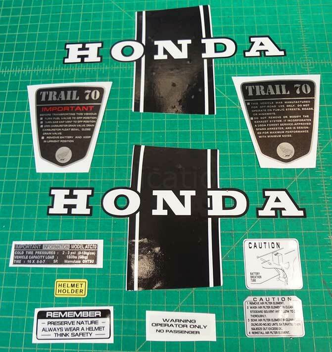 CT70 KO 10pc kit CT-70H 69,70,71 vintage frame decal, sticker, graphic, pit bike