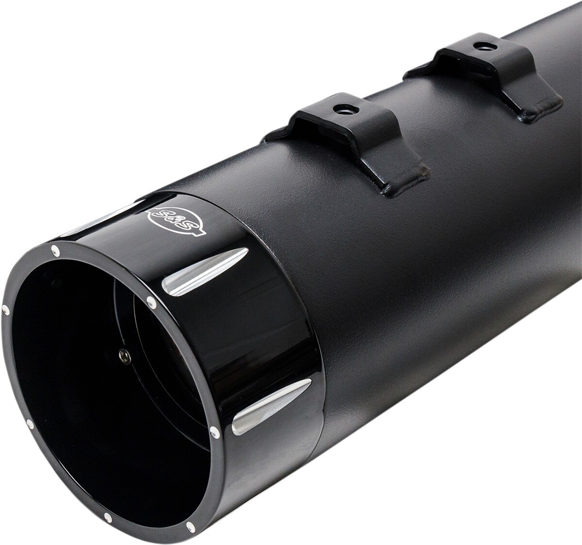 S&S MK45 4-1/2in. Performance Muffler – Black with Chrome Tracer End