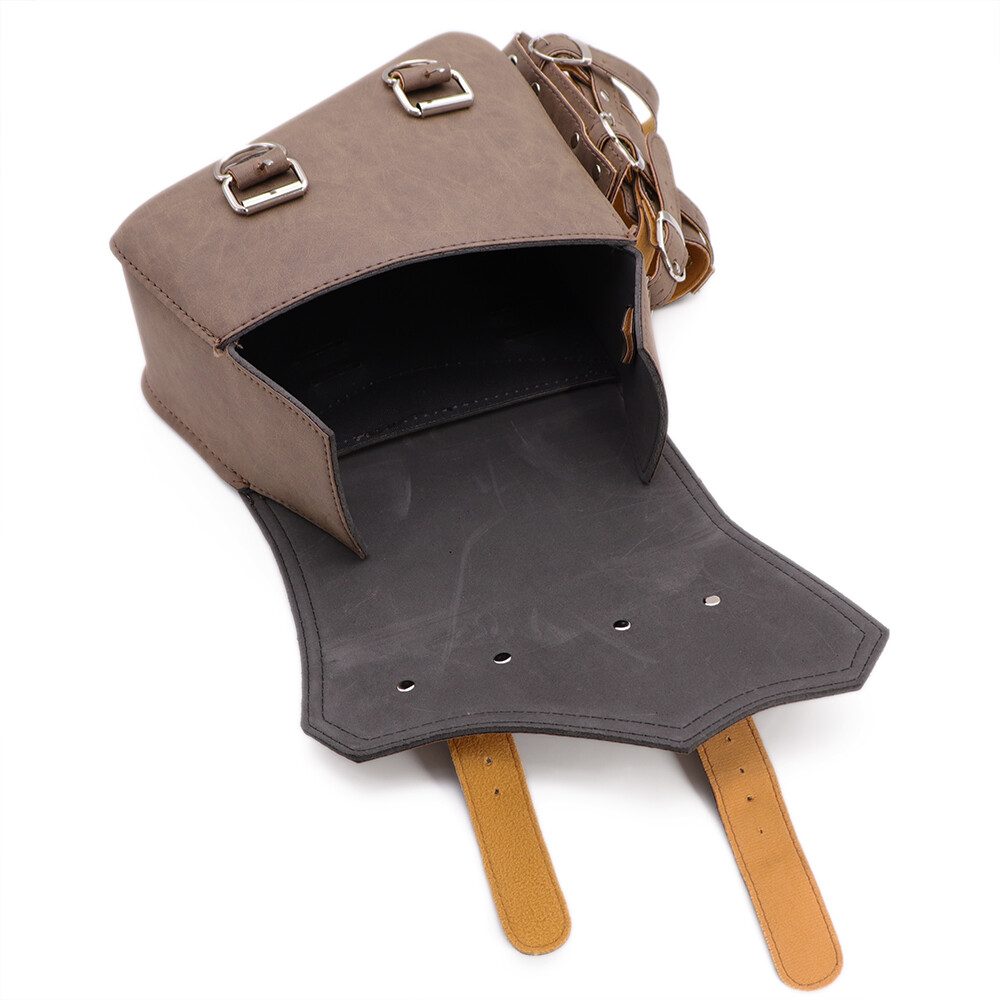 Motorcycle Faux Leather Retro Side Saddlebags With Drink Holder Bag Custom