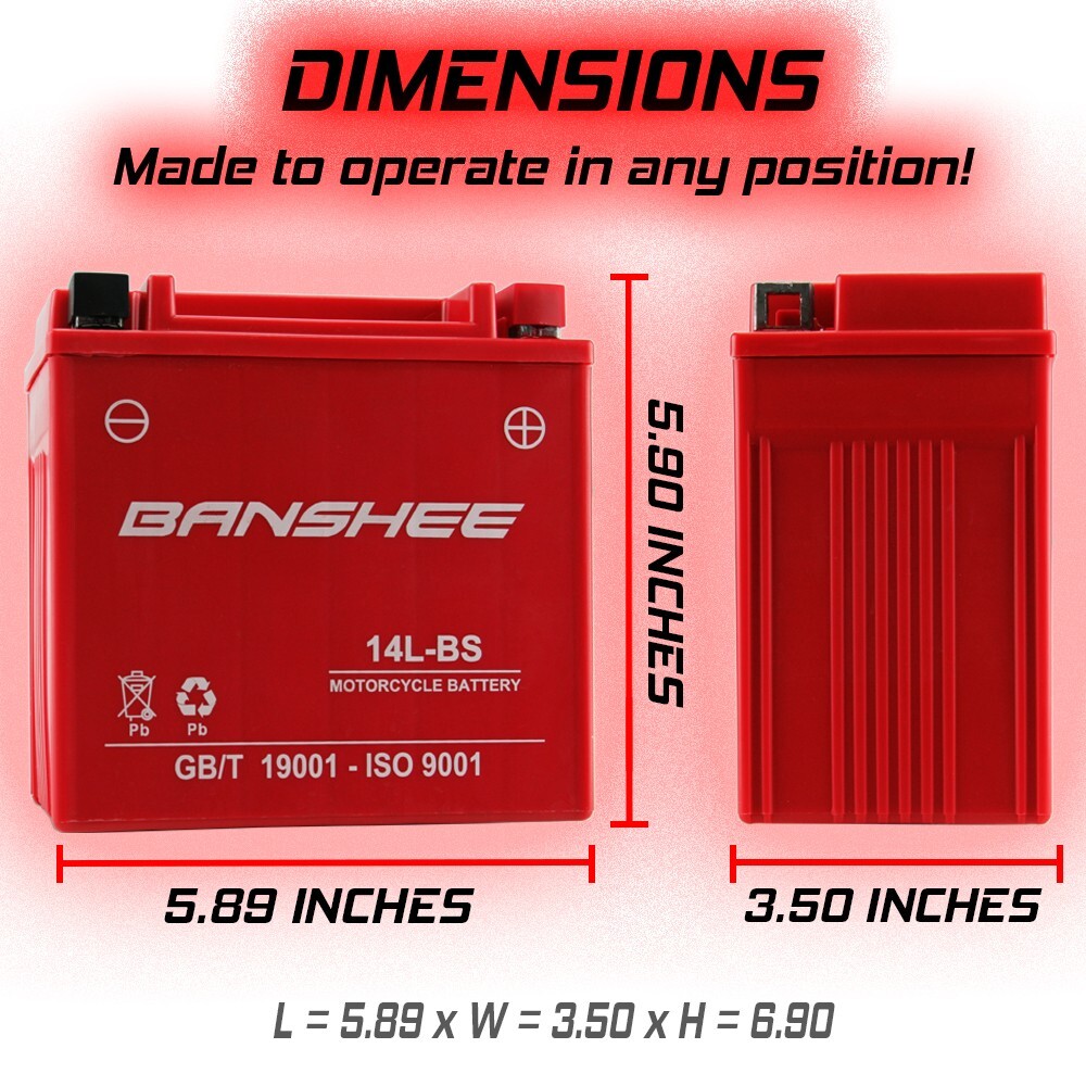 Banshee YTX14L-BS Motorcycle Battery for Harley-Davidson 1200cc XL XLH Sportster