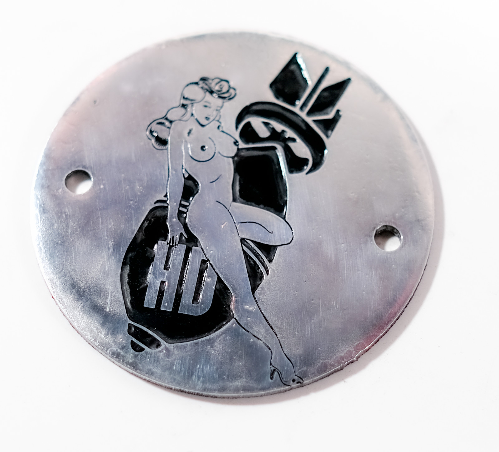 Naughty Pinup Bomb Aluminum Points Timing Point Timer Cover 2 Hole Fits Harley