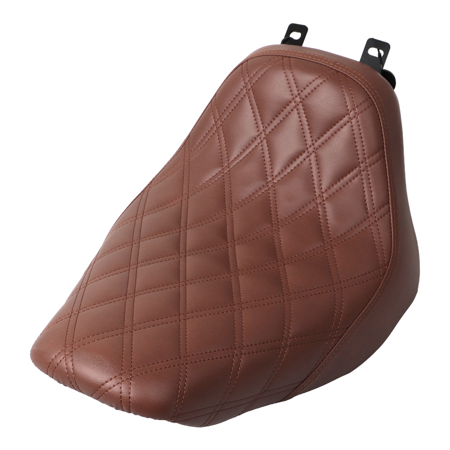 Diamond Brown Synthetic Leather + Ultra-Foam Solo Driver Seat For Harley Softail