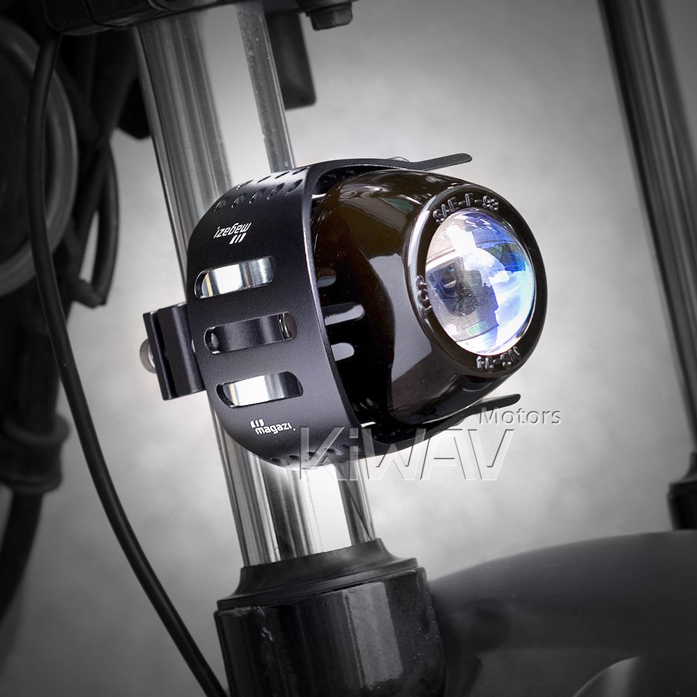 round fog light black metal die-cast aluminum housing PAIR for Harley motorcycle