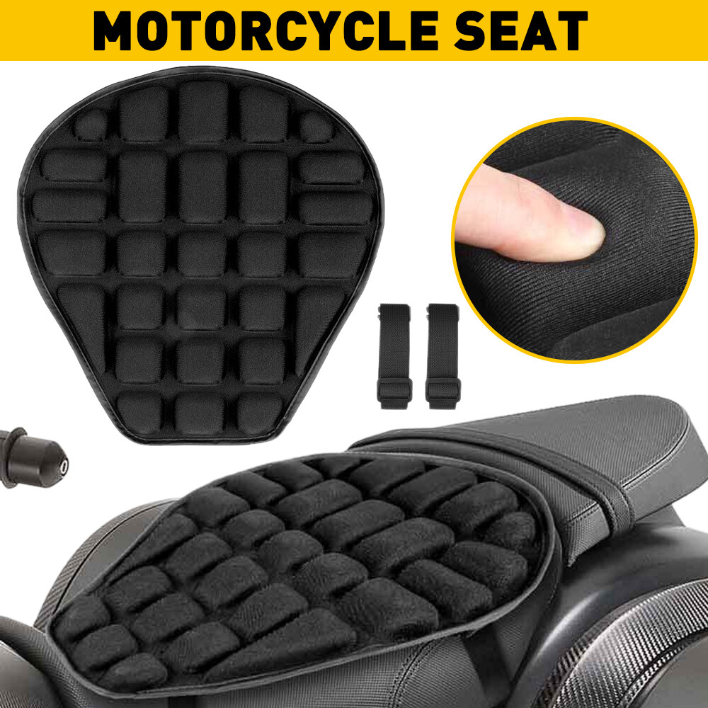 Motorcycle Comfort Seat Pad Gel Cover Cushion 3D Pressure Black Relief Universal