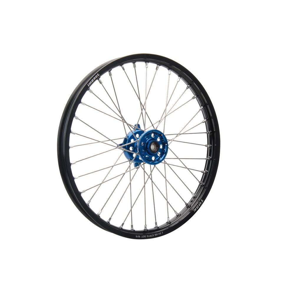 Tusk Impact Front Wheel 19×1.40 Black Rim/Silver Spoke/Blue Hub – Kawasaki KX85