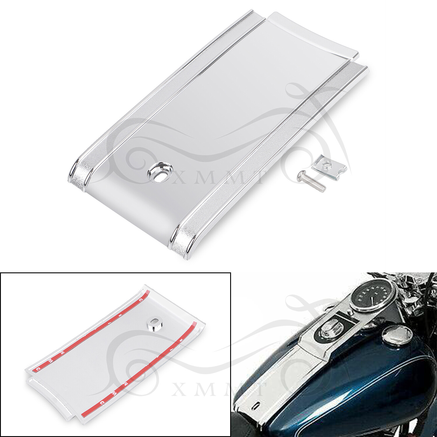 Gloss Black/Chrome Lower Dash Panel For Harley Heritage Softail Classic FLSTC