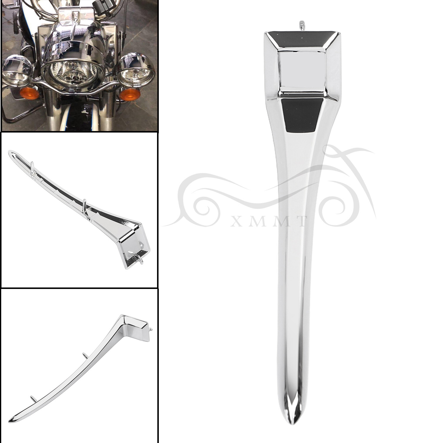 Chrome Zinc Alloy Headlight Nacelle Trim Spear For Harley Road King FLHR 94-02