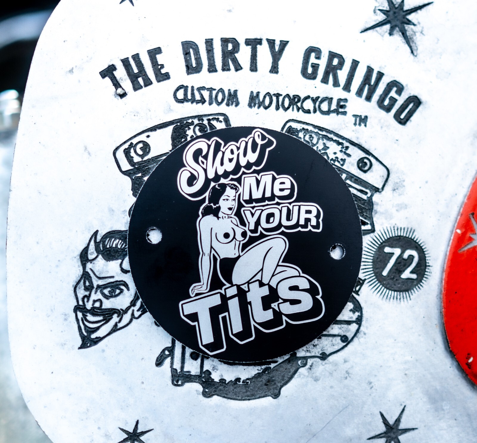 Hot Show Me Your Tits Black Evo Shovelhead 2 Hole Timing Cover Harley Davidson