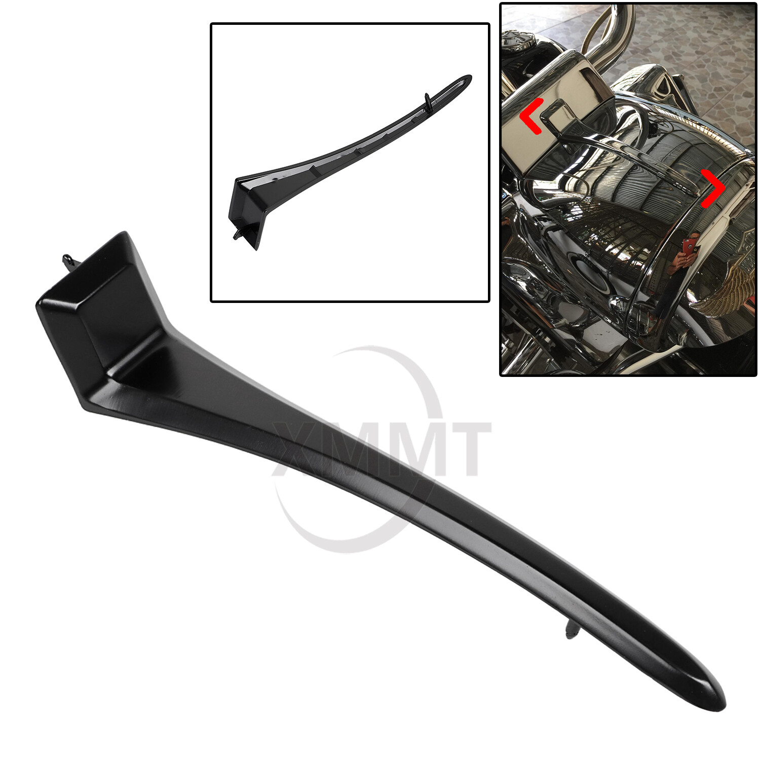 Black Zinc Alloy Nacelle Spear Top Headlight Cowl Trim For Harley Road King USA