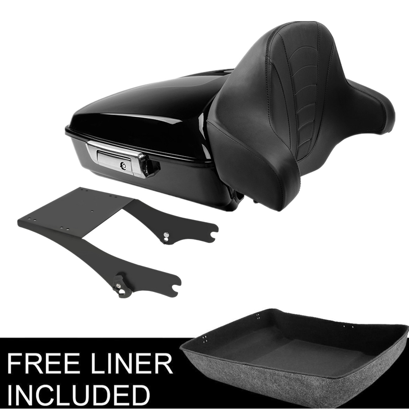 Chopped Trunk Pad 2Up Mount Fit For Harley Touring Road King Electra Glide 97-08
