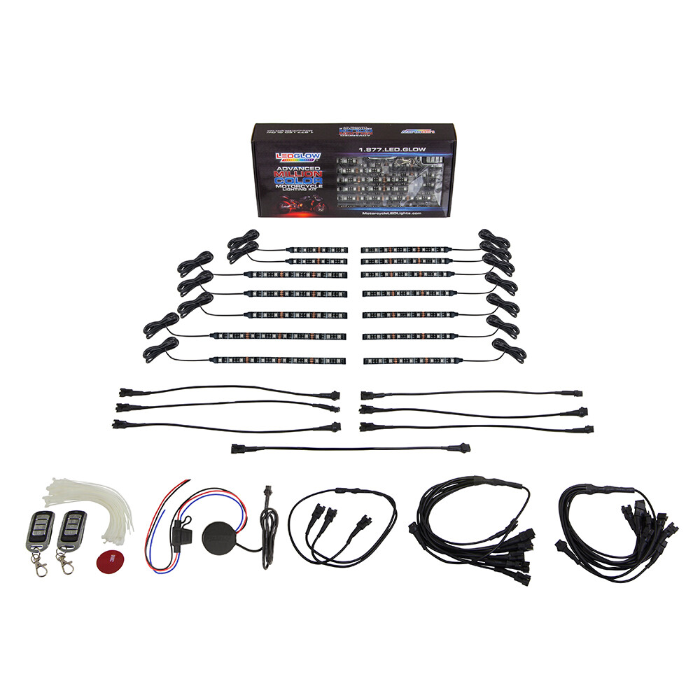 LEDGlow 14pc Advanced Million Color LED Motorcycle Accent Neon Lighting Kit