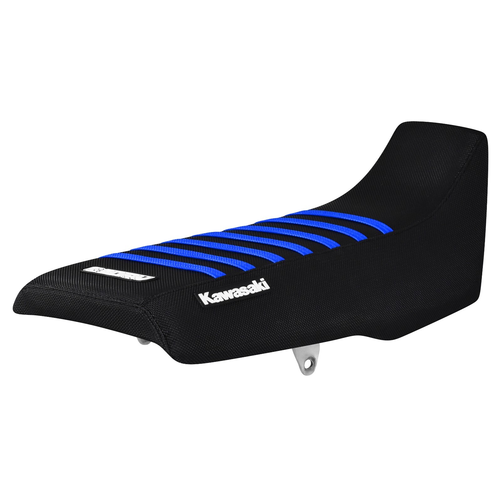 1987-2007 Kawasaki KLR 650 gripper seat cover all BLACK w/ TM BLUE ribs #220