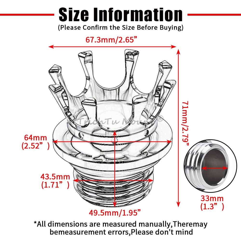 Chrome King Crown Style Fuel Tank Cap Gas Cap For Harley Sportster Touring Dyna