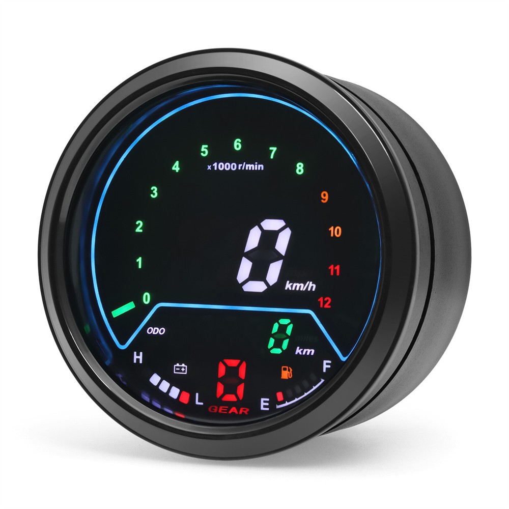 LCD Digital Motorcycle Speedometer Tachometer Odometer Gauge MPH KM/H Universal