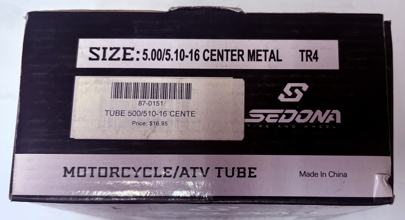 SEDONA MOTORCYCLE ATV INNER TUBE 5.00/5.10-16 CENTER METAL TR4