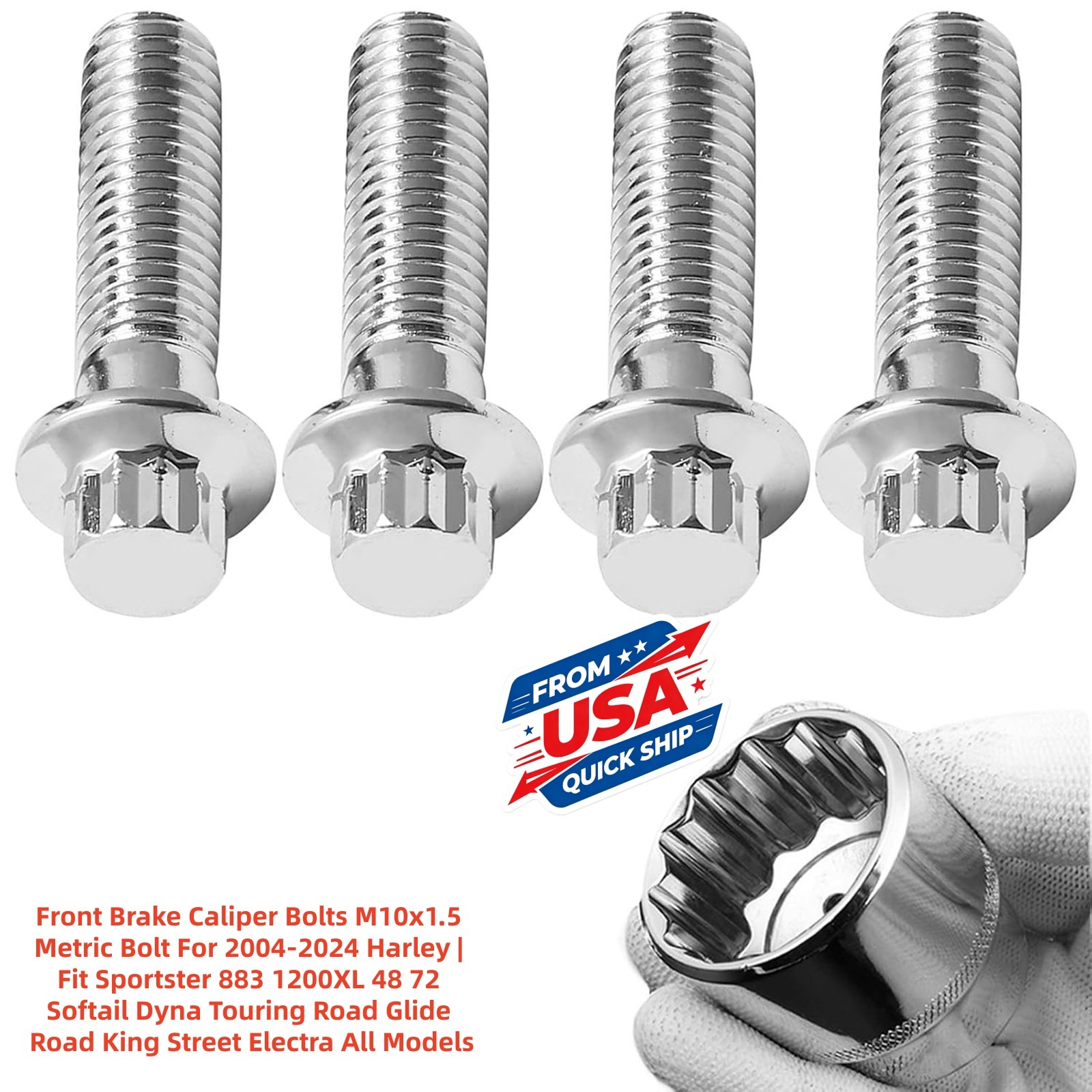 Front Brake Caliper Bolts M10x1.5 Metric Bolt For Harley Touring 2004-2024 Model