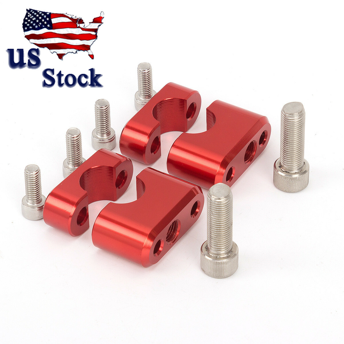 For Dirt Bike ATV HandleBar Fat Bar Mount Clamps Riser Adapter 7/8” 22mm Red
