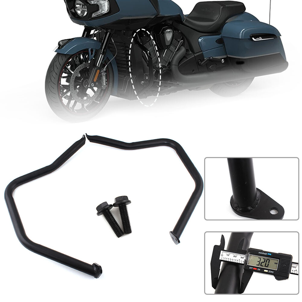 2x Front Highway Engine Guard Crash Bar Black Fits For 2020-up Indian Challenger