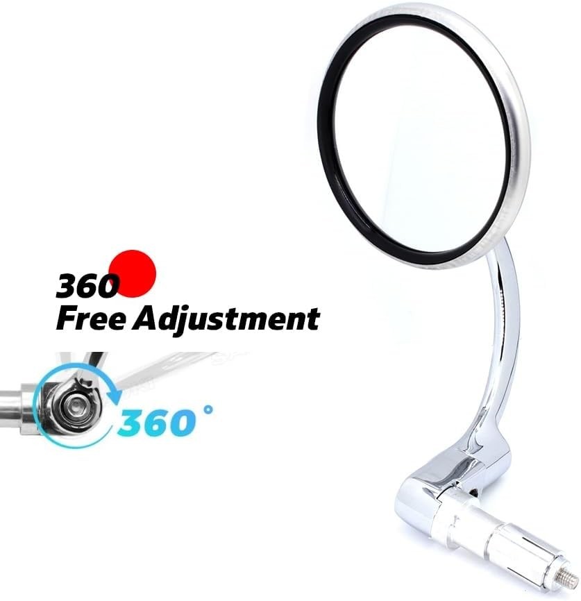 Motorcycle Bar End Mirrors Classic Chrome Universal Round Rearview 7/8 Inch