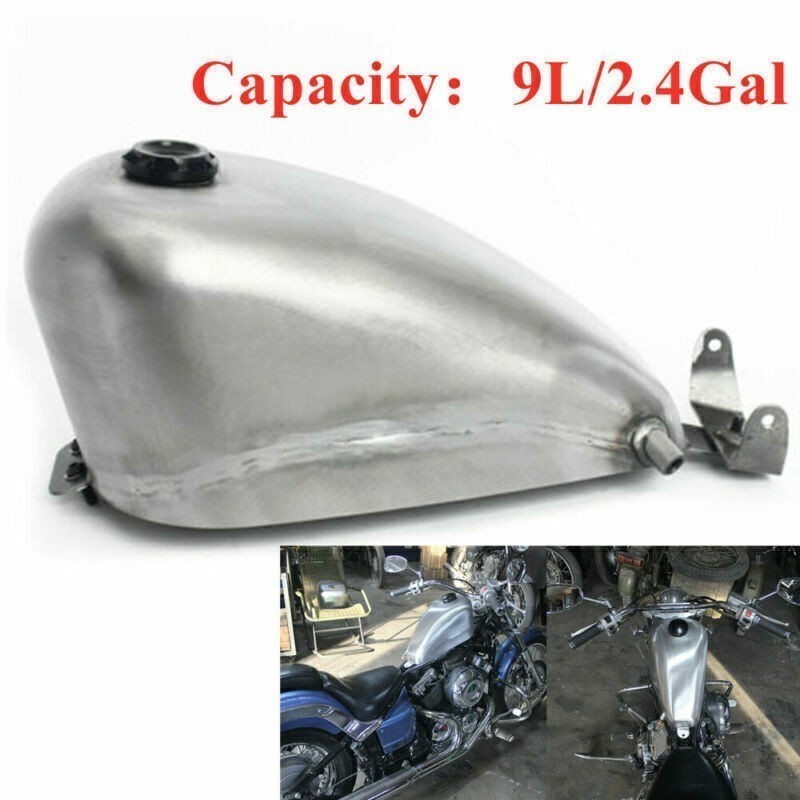 9L 2.4 Gal Handmade Cafe Racer Gas Fuel Tank & Cap for Yamaha V STAR XVS 650 540