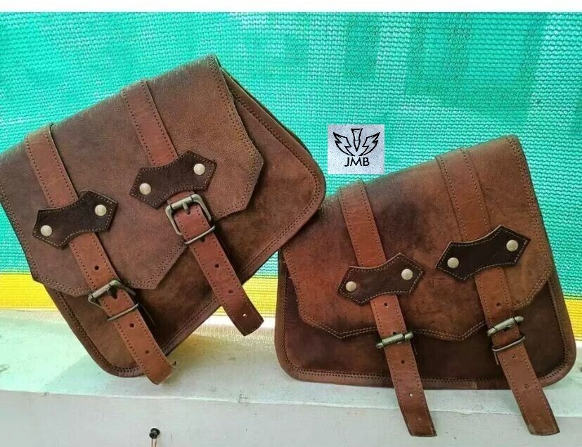 Motorcycle Leather 3 Side Swingarm Saddle Bag For Harley Street Bob Softail